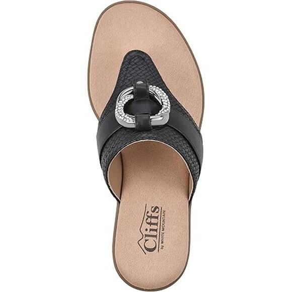 Cliffs By White Mountain Women's Benedict Faux Leather Sandals, Black Size 11M - Picture 5 of 6